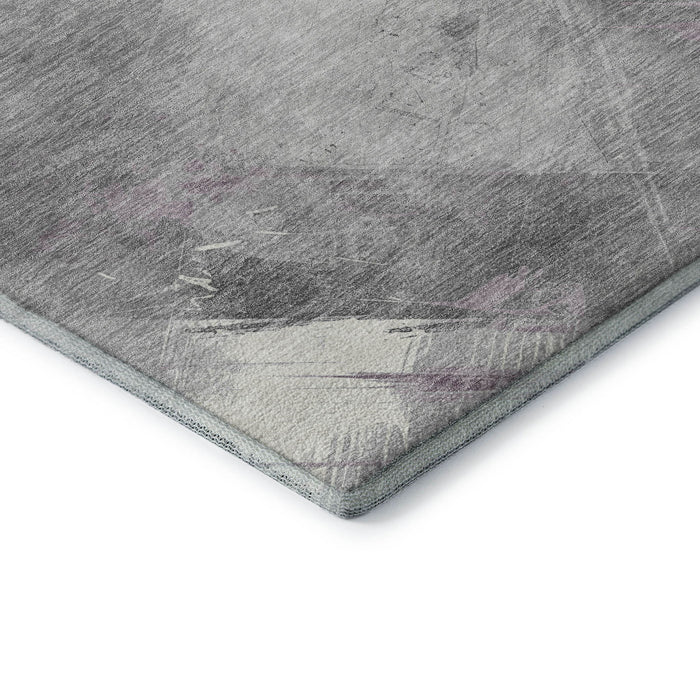10' X 14' Striped Washable Area Rug With UV Protection (694290) - Lavender / Gray / Silver
