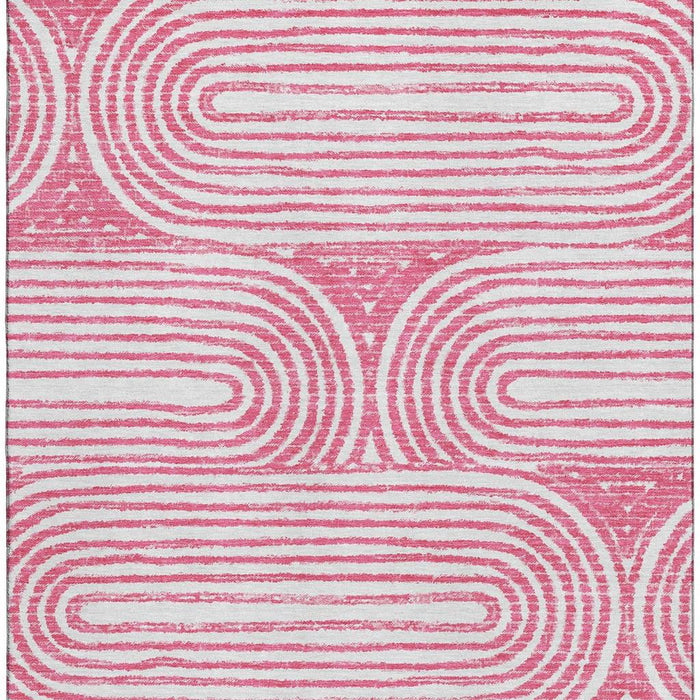 10' X 14' Geometric Distressed Washable Area Rug With UV Protection (648238) - Blush / Ivory