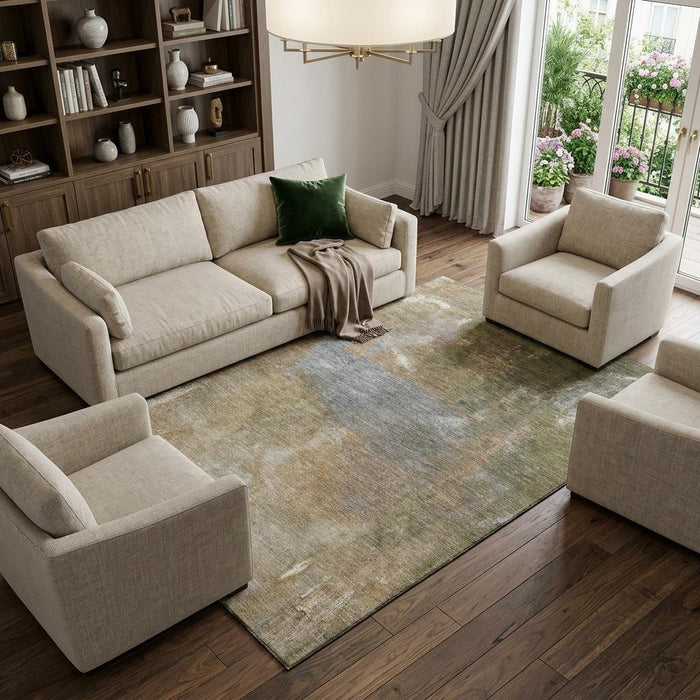 10' X 14' Abstract Washable Area Rug With UV Protection (693228) - Copper / Gray