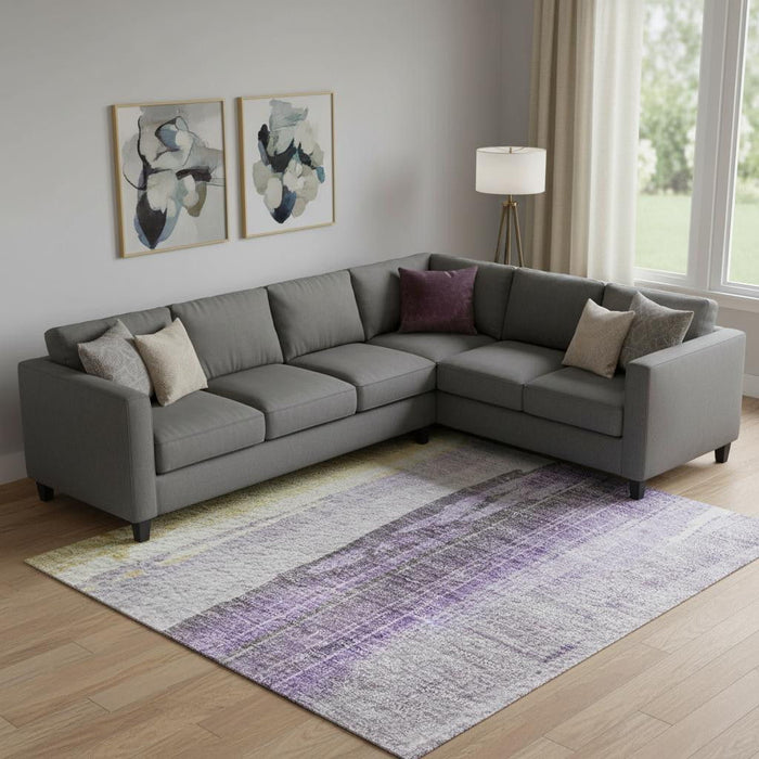 10' X 14' Abstract Washable Area Rug With UV Protection (705569) - Purple / Gold