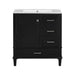 Modern Giga bathroom vanity with sink, solid wood frame, soft-close door, and three drawers for stylish bathroom storage.