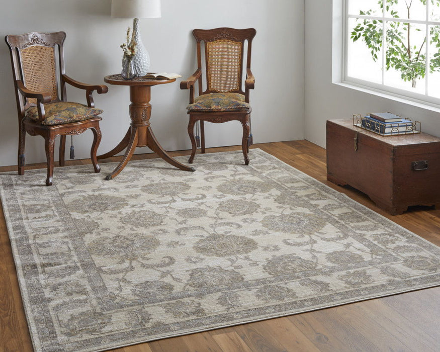 12' x 15' Power Loom Area Rug - Tan Ivory And Brown