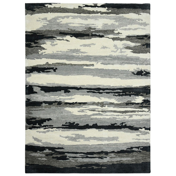 5' X 8' Wool Abstract Hand Tufted Area Rug - Dark Gray
