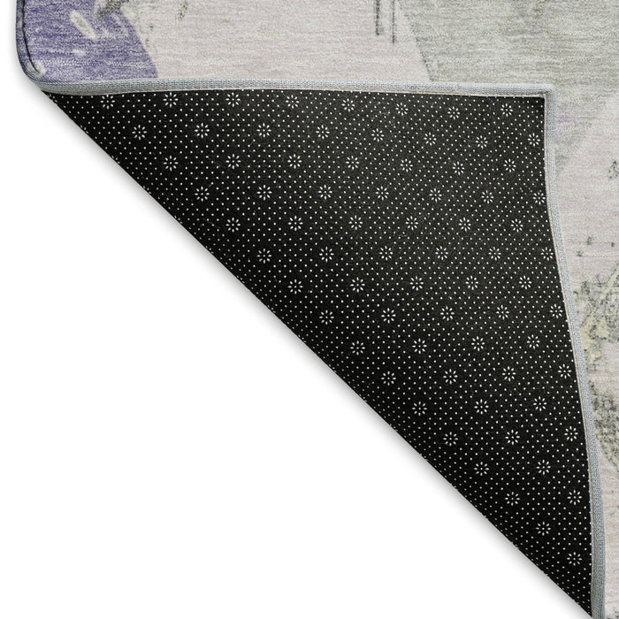 10' X 14' Abstract Geometric Washable Area Rug With UV Protection (696626) - Lavender / Ivory / Gray