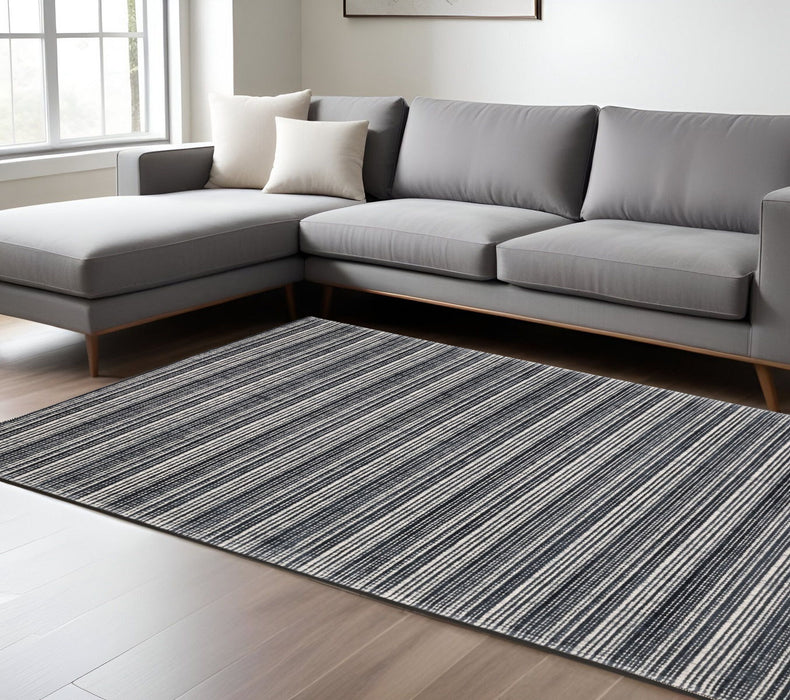 8' X 10' Striped Hand Tufted Area Rug - Black And Ivory
