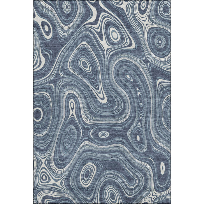 10' X 14' Geometric Washable Area Rug With UV Protection (717717) - Blue / Ivory