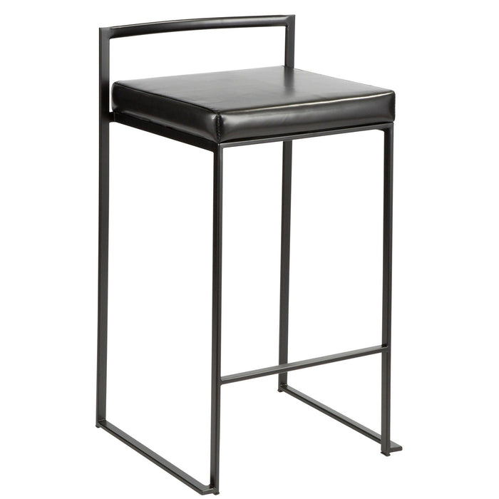 Fuji - Stackable Counter Stool With Cushion - Black Metal