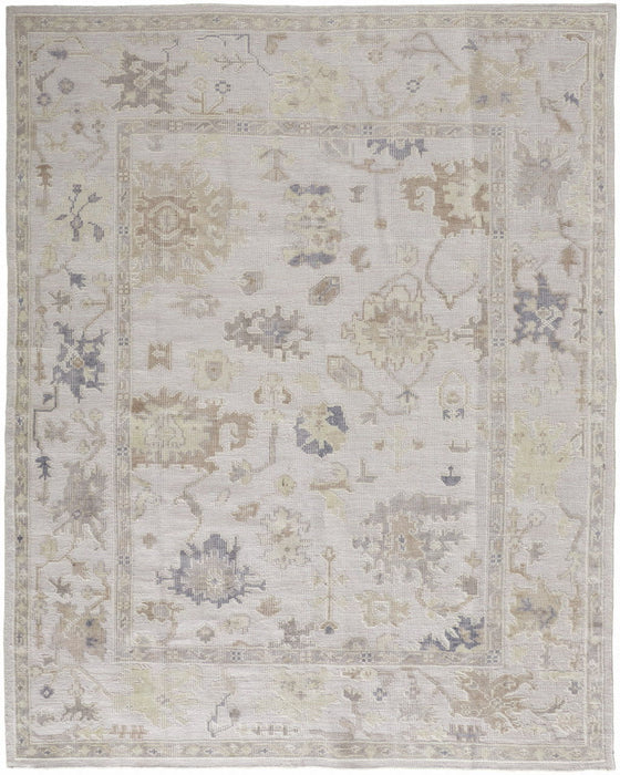 12' x 15' Floral Hand Knotted Stain Resistant Area Rug - Tan Ivory And Orange