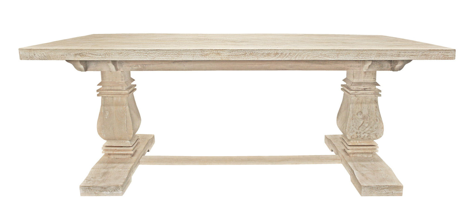 81" Solid Wood Trestle Base Dining Table - Antiqued White