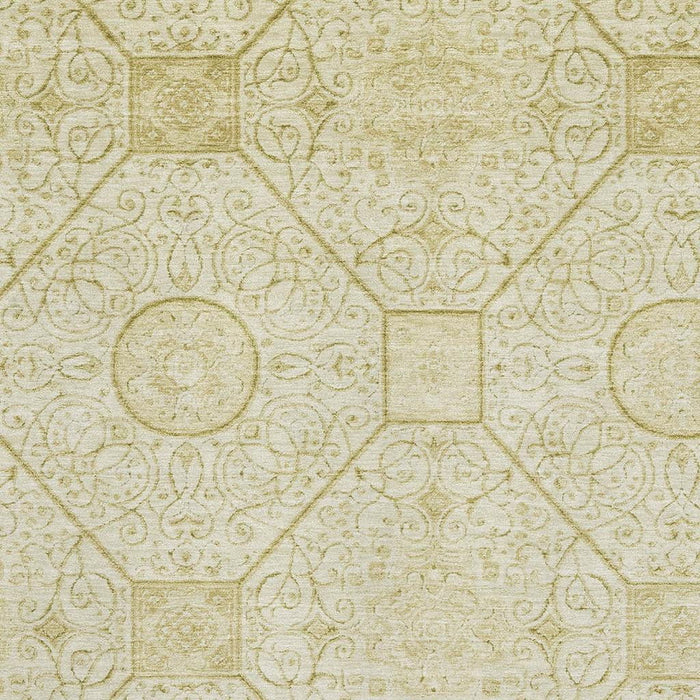 10' X 14' Geometric Washable Area Rug With UV Protection (700047) - Wheat / Gold
