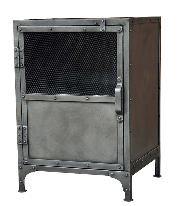 20" Metal Accent Cabinet With Two Shelves - Silver