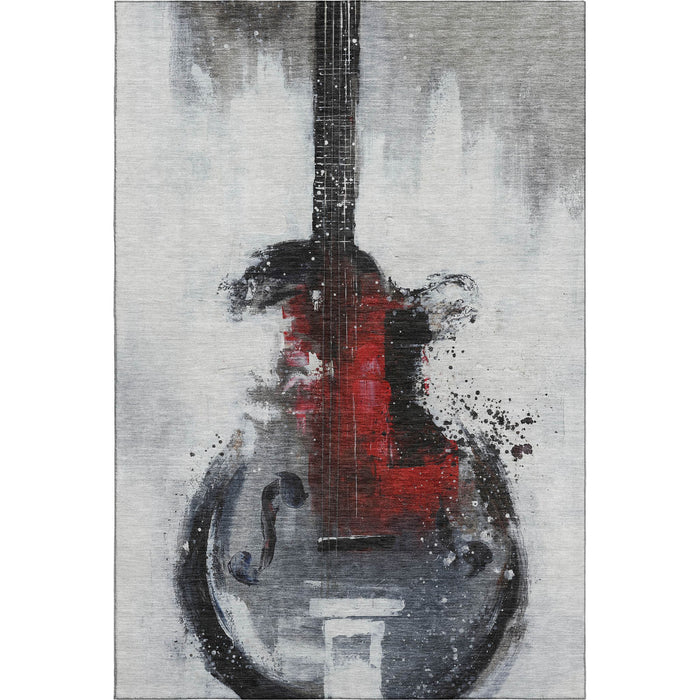 10' X 14' Abstract Washable Area Rug With UV Protection (717536) - Gray / Red