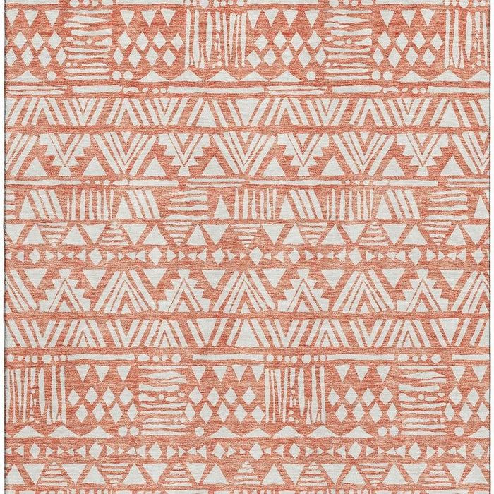 10' X 14' Southwestern Washable Area Rug With UV Protection (672110) - Coral / Beige