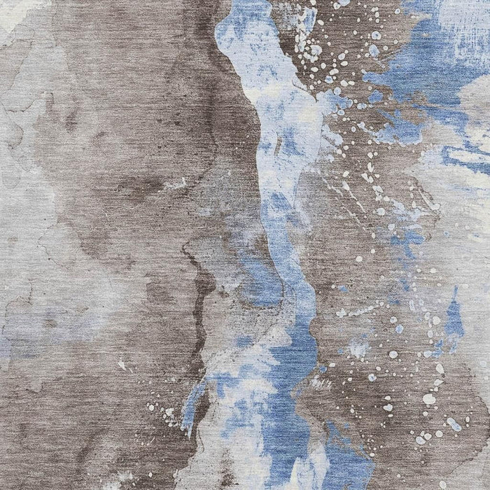 10' X 14' Abstract Washable Area Rug With UV Protection (697962) - Taupe / Blue / Ivory