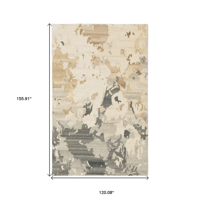 10' X 13' Wool Abstract Hand Tufted Area Rug - Beige