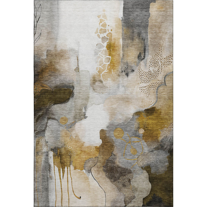 10' X 14' Abstract Washable Area Rug With UV Protection (714781) - Coffee / Ivory