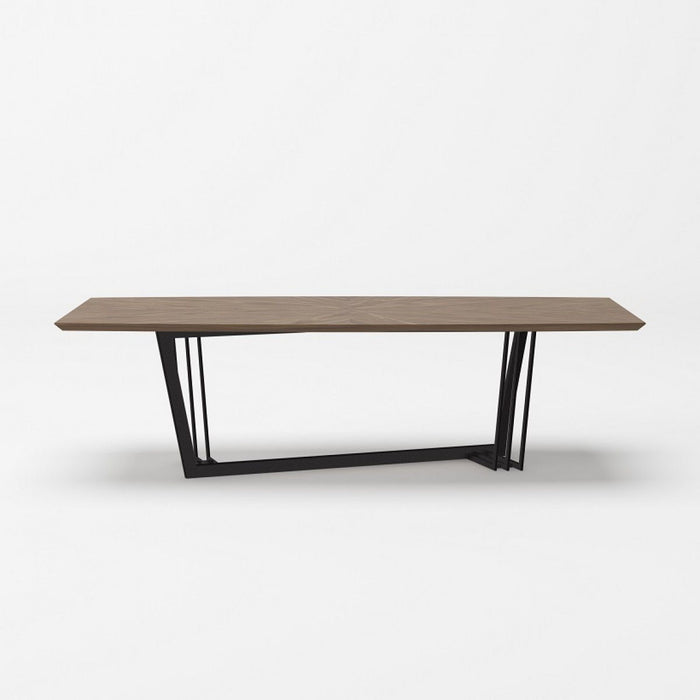 107" Rectangular Geo Trestle Wood Dining Table - Brown / Black