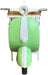 Green and white novelty scooter open cabinet with two shelves, perfect for accent storage in modern home decor.