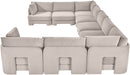 Meridian Furniture Hammond velvet performance fabric 9-piece sectional sofa with plush cushions and modern design for living room comfort
