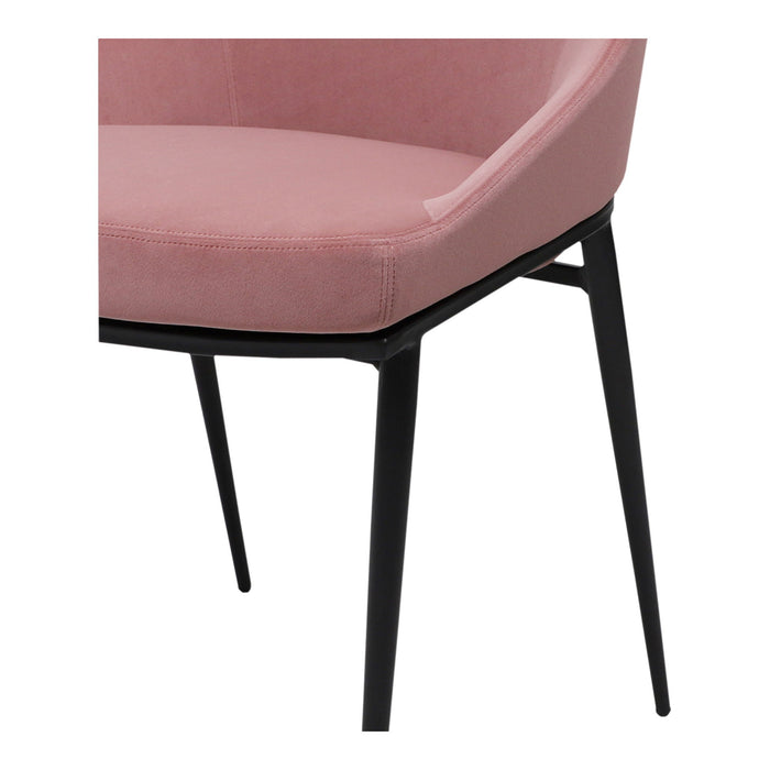 Upholstered Velvet Dining Side Chairs (Set of 2) - Pink / Black