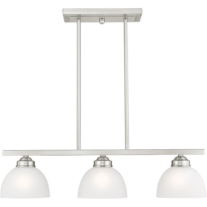 8" Three Light Dimmable Chandelier With Shades - Nickel