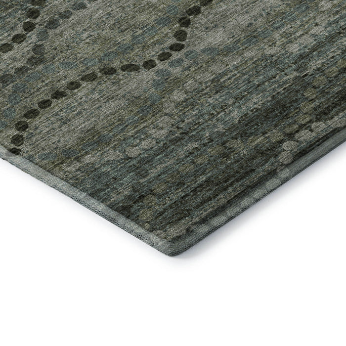 10' X 14' Abstract Geometric Washable Area Rug With UV Protection (715309) - Sage / Gray