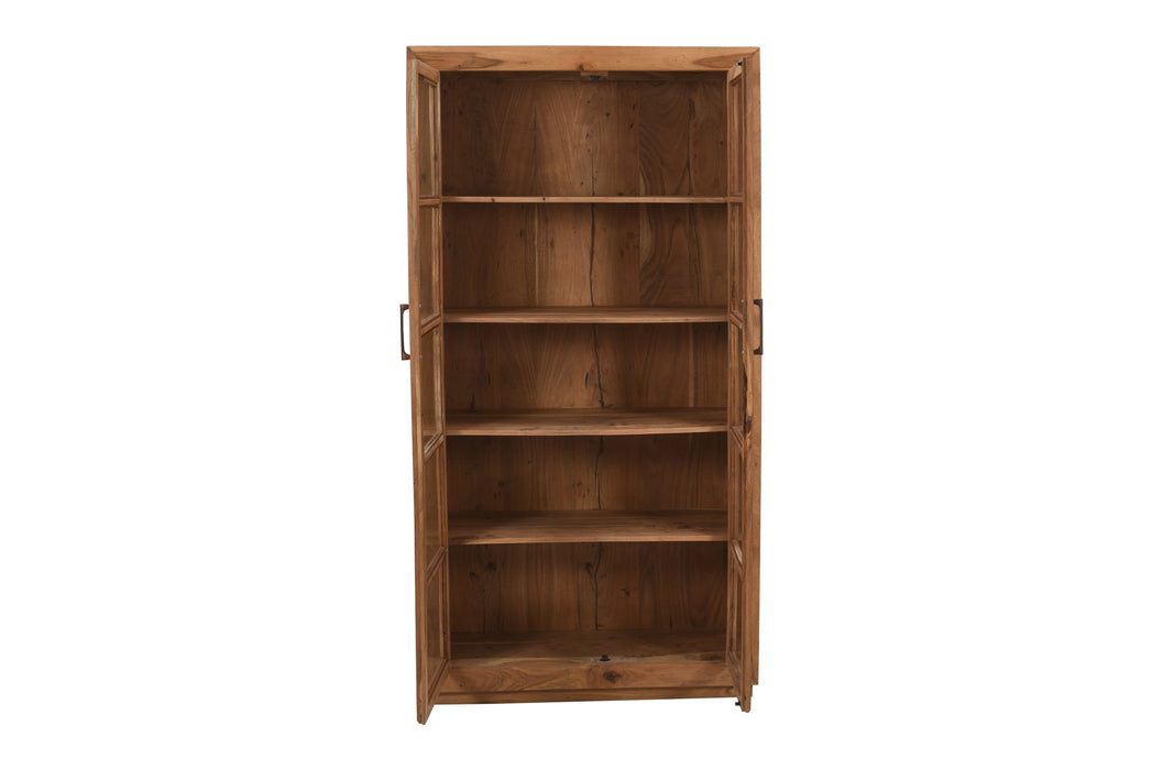 80" Solid Wood Display Stand With Two Doors - Brown