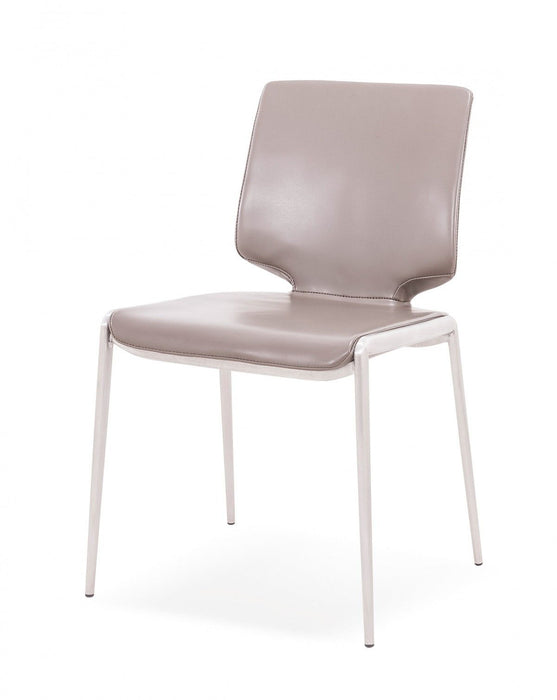 Faux Leather Dining Side Chairs (Set of 2) - Dark Gray