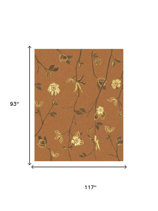 8' X 10' Wool Floral Hand Knotted Area Rug (744267) - Orange / Brown / Yellow