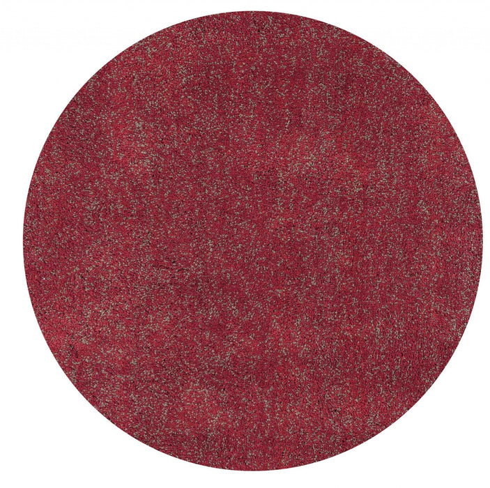 8' Round Polyester Heather Area Rug - Red