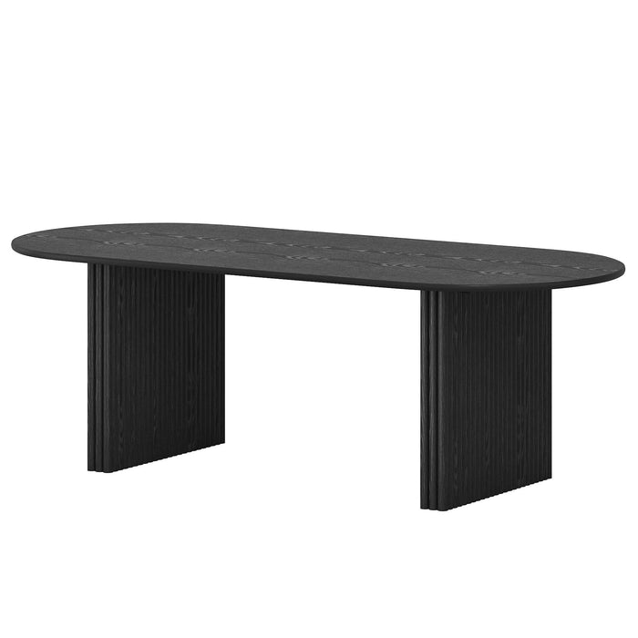 79" Solid Wood Mirrored Oval Dining Table - Black