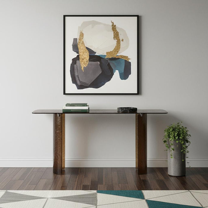 Glass Double Pedestal Console Table - Bronze
