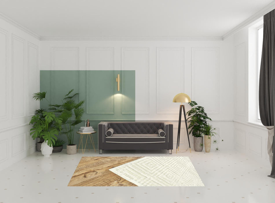 6' x 9' Geometric Hand Woven Area Rug - Ivory