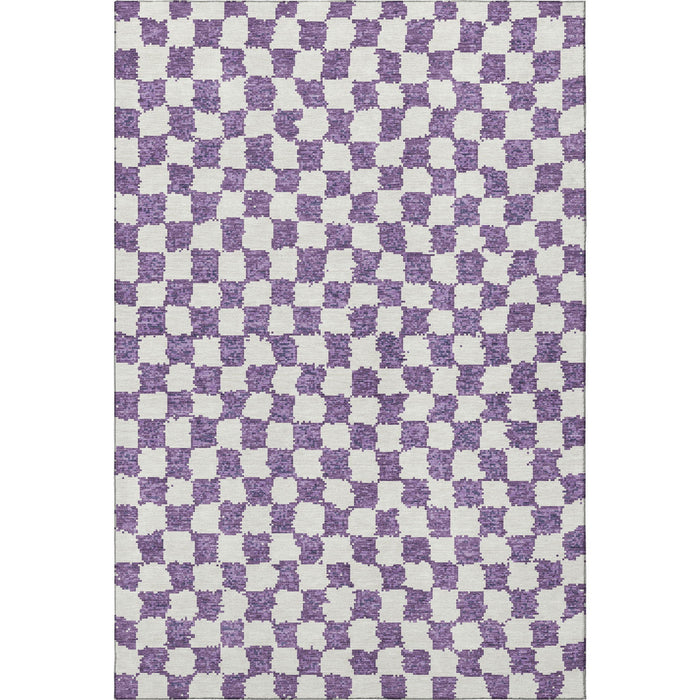 10' X 14' Geometric Washable Area Rug With UV Protection (709414) - Purple / Ivory