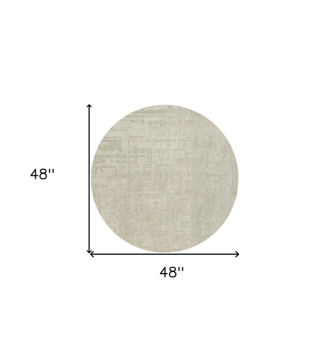5' Round Abstract Non Skid Area Rug - Gray And Beige