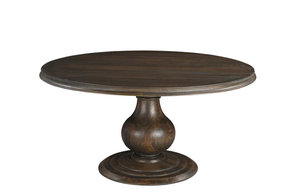 60" Solid Wood Pedestal Base Round Top Dining Table - Brown