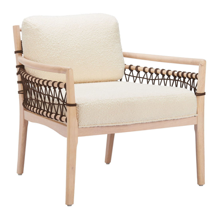 Upholstered Solid Wood Arm Chair - Ivory