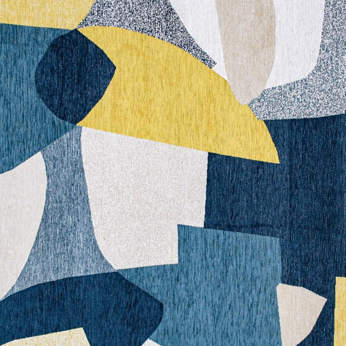 8' X 11' Abstract Washable Area Rug (552010) - Blue / Yellow