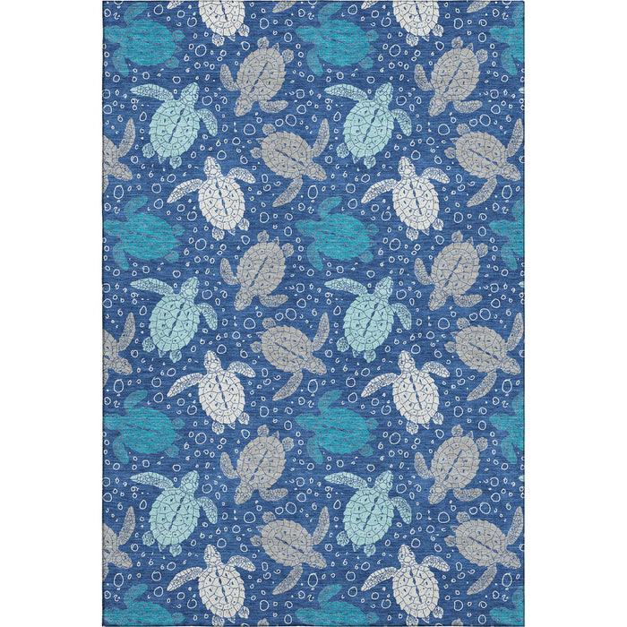 10' X 14' Geometric Washable Area Rug With UV Protection (646157) - Blue / Ivory / Gray