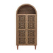 Giga tall walnut kitchen pantry cabinet with hollow carved doors and adjustable shelves for versatile kitchen storage.