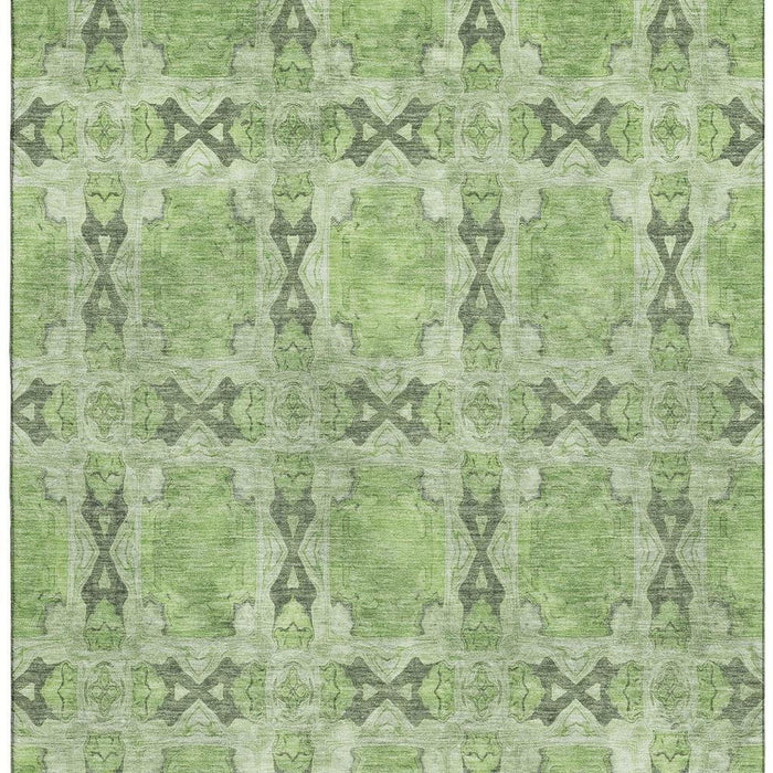 3' X 5' Floral Medallion Washable Area Rug With UV Protection (649487) - Green / Gray / Ivory