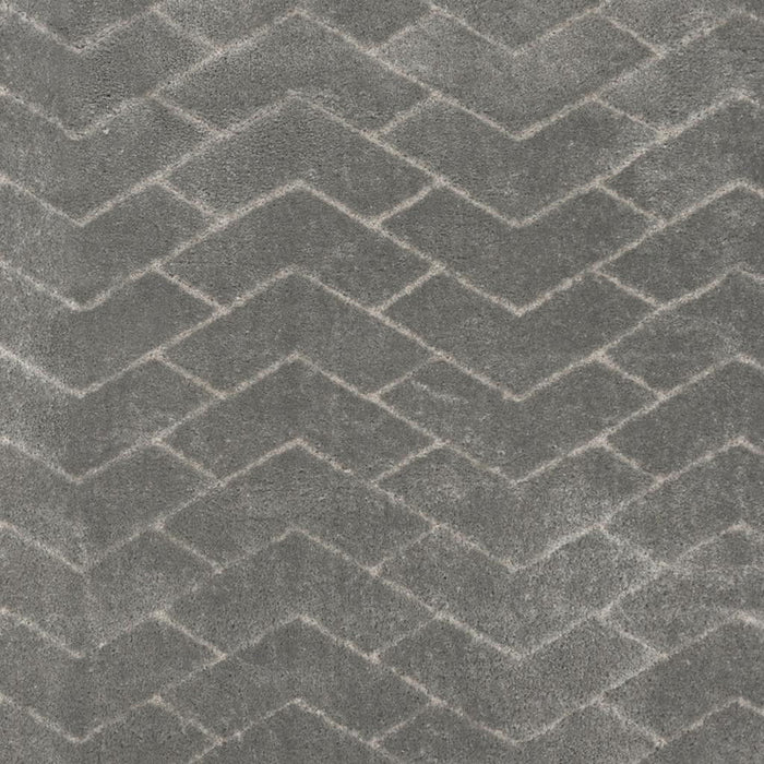 8' X 10' Chevron Shag Area Rug - Gray And Light