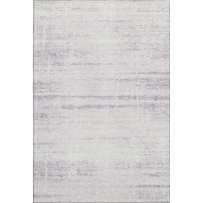 10' X 14' Abstract Washable Area Rug With UV Protection - Lavender / Ivory