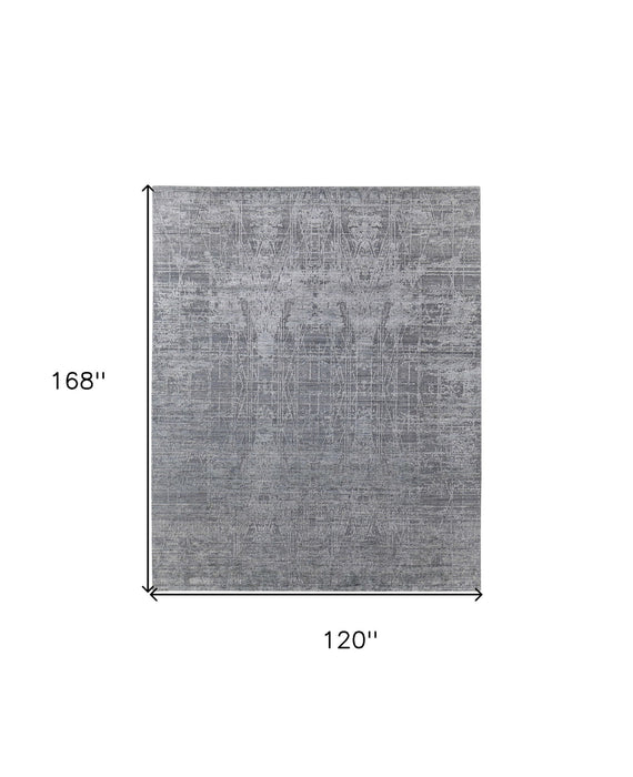 10' x 14' Casual Hand Woven Worn Faded Area Rug - Gray