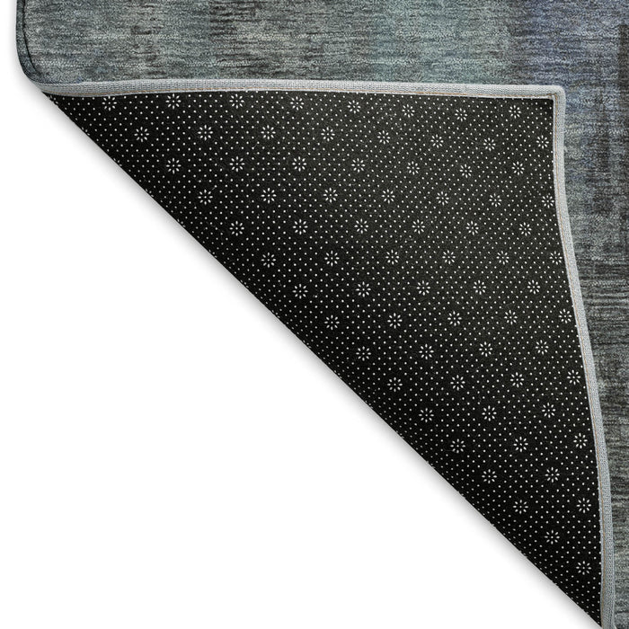10' X 14' Abstract Washable Area Rug With UV Protection (695978) - Blue / Charcoal / Gray