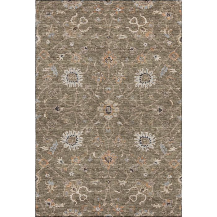 10' X 14' Floral Washable Area Rug With UV Protection (686102) - Brown / Beige / Copper