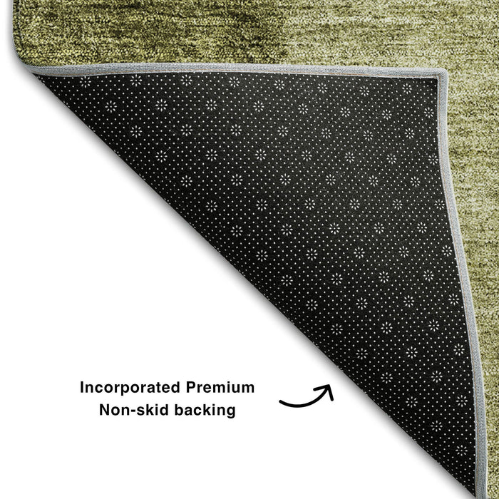 10' X 14' Ombre Washable Area Rug With UV Protection (656358) - Olive Green / Ivory