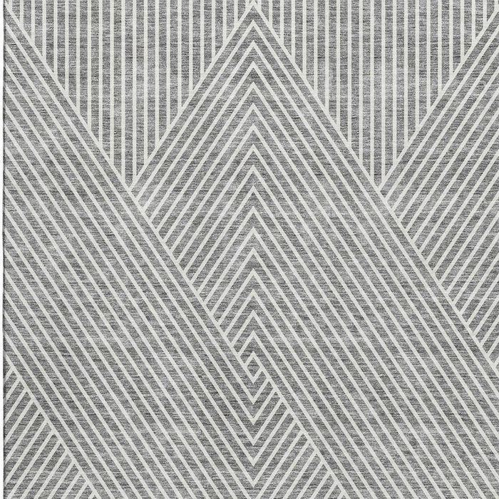 10' X 14' Geometric Washable Area Rug With UV Protection (674658) - Gray / Ivory