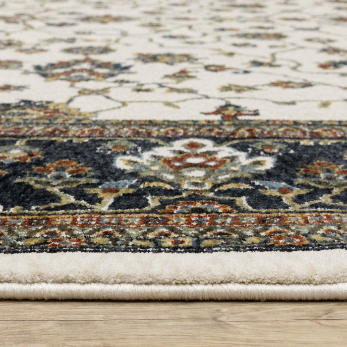 10' X 7' Oriental Area Rug With Fringe - Ivory
