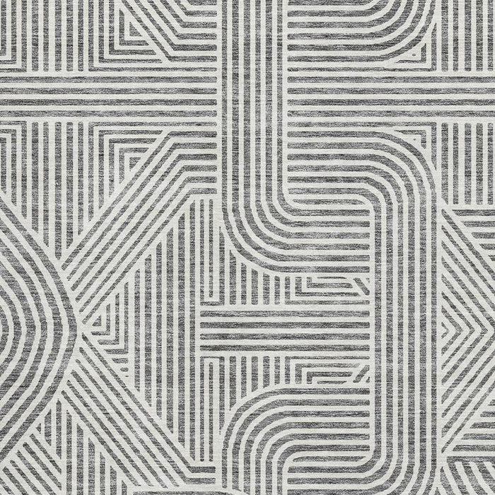 10' X 14' Abstract Geometric Washable Area Rug With UV Protection (672917) - Gray / Ivory